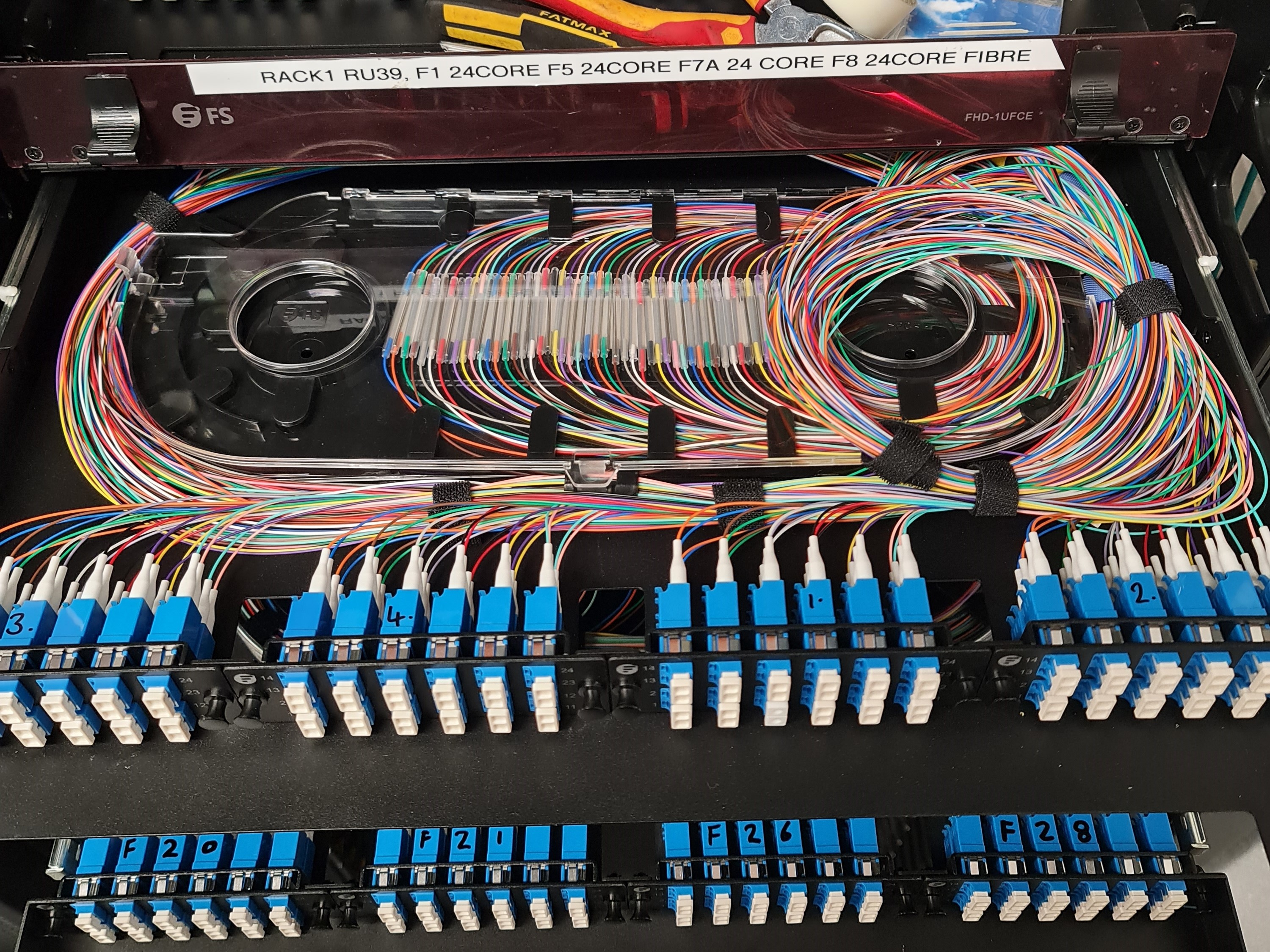 Fiber optic fobot before installation - messy and unorganized